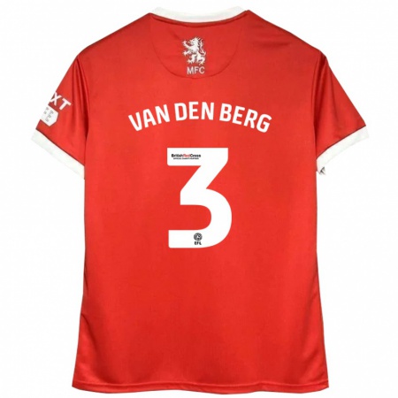 Kandiny Niño Camiseta Rav Van Den Berg #3 Rojo Blanco 1ª Equipación 2024/25 La Camisa Chile