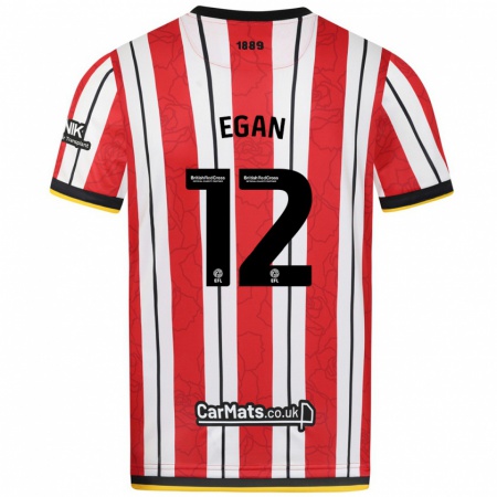 Kandiny Niño Camiseta John Egan #12 Rojo Blanco Rayas 1ª Equipación 2024/25 La Camisa Chile