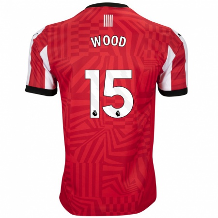 Kandiny Niño Camiseta Nathan Wood #15 Rojo Blanco 1ª Equipación 2024/25 La Camisa Chile