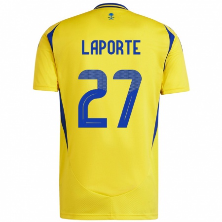 Kandiny Niño Camiseta Aymeric Laporte #27 Amarillo Azul 1ª Equipación 2024/25 La Camisa Chile