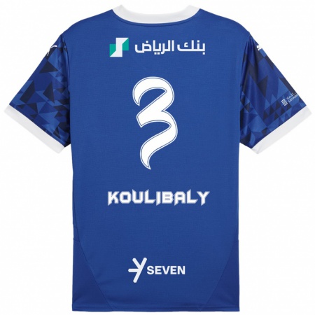 Kandiny Niño Camiseta Kalidou Koulibaly #3 Azul Oscuro Blanco 1ª Equipación 2024/25 La Camisa Chile