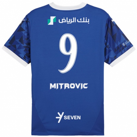 Kandiny Niño Camiseta Aleksandar Mitrović #9 Azul Oscuro Blanco 1ª Equipación 2024/25 La Camisa Chile