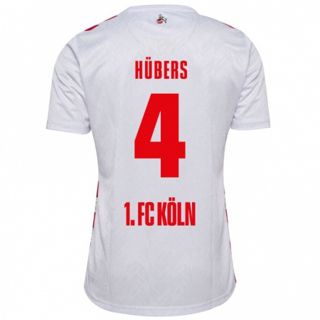 Kandiny Niño Camiseta Timo Hübers #4 Blanco Rojo 1ª Equipación 2024/25 La Camisa Chile