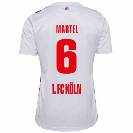 Kandiny Niño Camiseta Eric Martel #6 Blanco Rojo 1ª Equipación 2024/25 La Camisa Chile