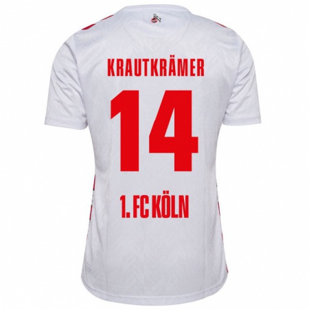 Kandiny Niño Camiseta Jakob Krautkrämer #14 Blanco Rojo 1ª Equipación 2024/25 La Camisa Chile