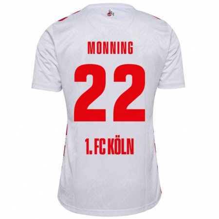 Kandiny Niño Camiseta Marlon Monning #22 Blanco Rojo 1ª Equipación 2024/25 La Camisa Chile