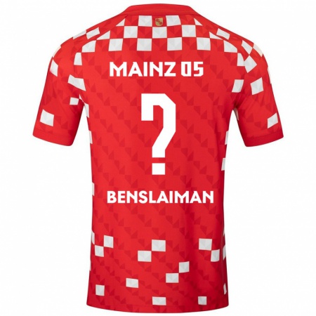 Kandiny Niño Camiseta Mohamed Benslaiman #0 Blanco Rojo 1ª Equipación 2024/25 La Camisa Chile