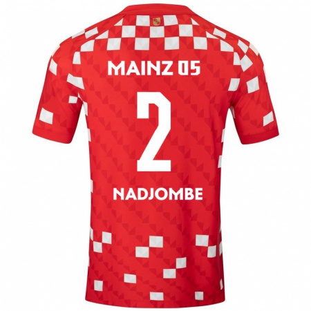 Kandiny Niño Camiseta Jean-Marie Nadjombe #2 Blanco Rojo 1ª Equipación 2024/25 La Camisa Chile