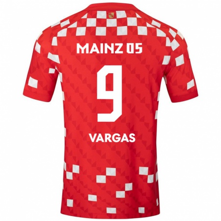 Kandiny Niño Camiseta Nayrobi Vargas #9 Blanco Rojo 1ª Equipación 2024/25 La Camisa Chile