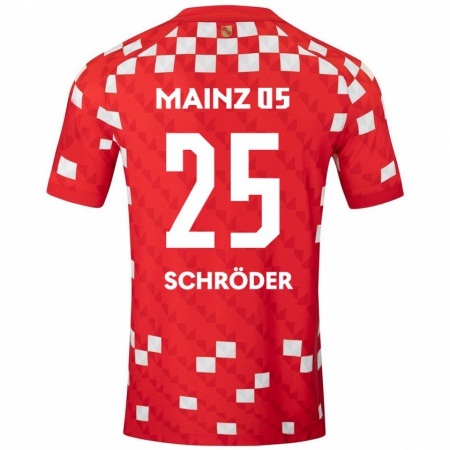 Kandiny Niño Camiseta Maxim Schröder #25 Blanco Rojo 1ª Equipación 2024/25 La Camisa Chile