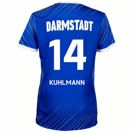 Kandiny Niño Camiseta Marcel Kuhlmann #14 Azul Blanco 1ª Equipación 2024/25 La Camisa Chile