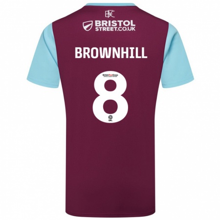 Kandiny Niño Camiseta Josh Brownhill #8 Borgoña Azul Cielo 1ª Equipación 2024/25 La Camisa Chile