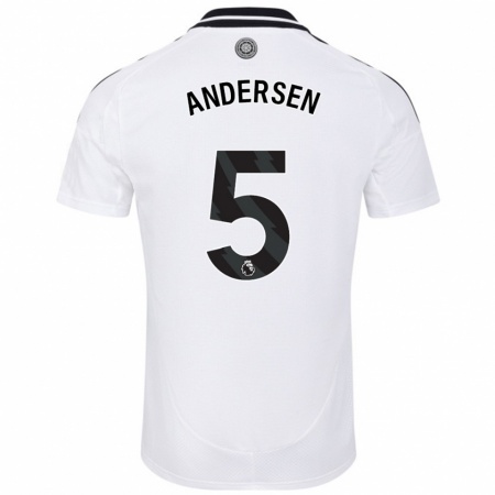 Kandiny Niño Camiseta Joachim Andersen #5 Blanco 1ª Equipación 2024/25 La Camisa Chile