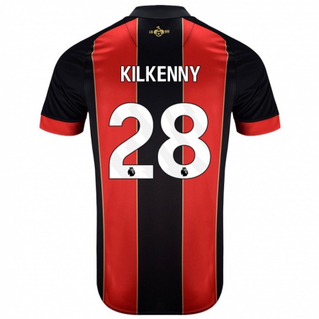 Kandiny Niño Camiseta Gavin Kilkenny #28 Rojo Negro 1ª Equipación 2024/25 La Camisa Chile