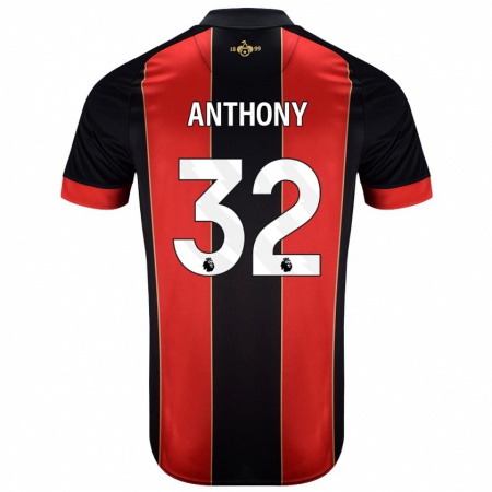 Kandiny Niño Camiseta Jaidon Anthony #32 Rojo Negro 1ª Equipación 2024/25 La Camisa Chile