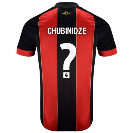 Kandiny Niño Camiseta George Chubinidze #0 Rojo Negro 1ª Equipación 2024/25 La Camisa Chile