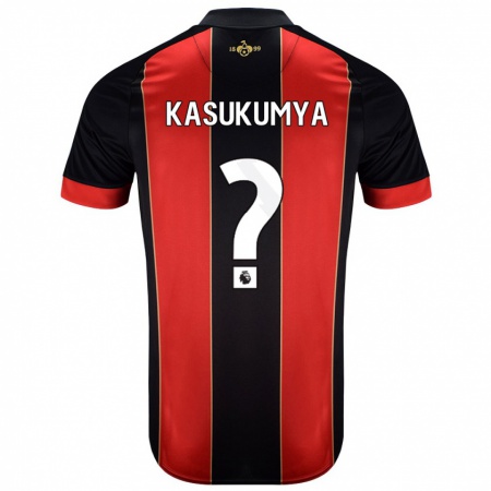 Kandiny Niño Camiseta Kashanga Kasukumya #0 Rojo Negro 1ª Equipación 2024/25 La Camisa Chile