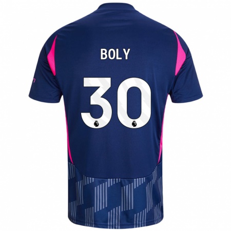 Kandiny Niño Camiseta Willy Boly #30 Azul Real Rosa 2ª Equipación 2024/25 La Camisa Chile