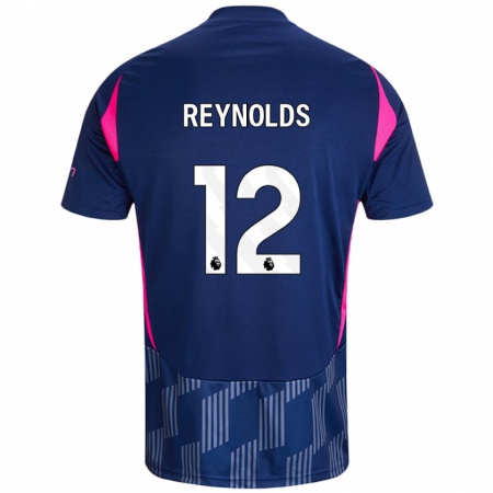 Kandiny Niño Camiseta Niamh Reynolds #12 Azul Real Rosa 2ª Equipación 2024/25 La Camisa Chile