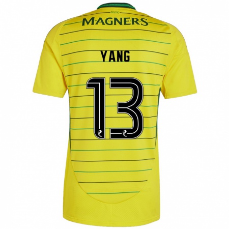 Kandiny Niño Camiseta Hyun-Jun Yang #13 Amarillo 2ª Equipación 2024/25 La Camisa Chile