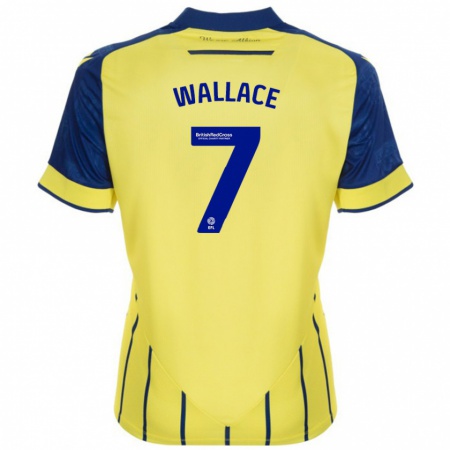 Kandiny Niño Camiseta Jed Wallace #7 Amarillo Azul 2ª Equipación 2024/25 La Camisa Chile