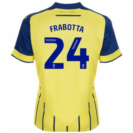 Kandiny Niño Camiseta Gianluca Frabotta #24 Amarillo Azul 2ª Equipación 2024/25 La Camisa Chile