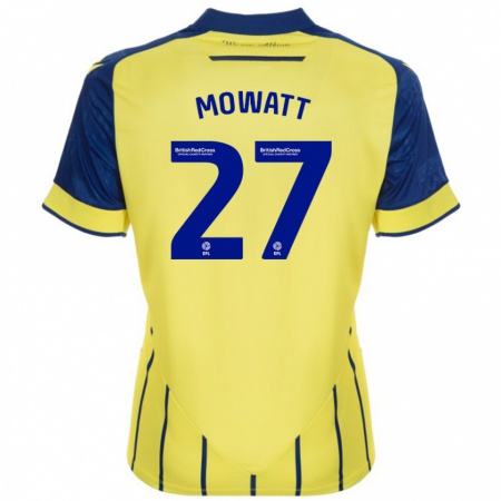 Kandiny Niño Camiseta Alex Mowatt #27 Amarillo Azul 2ª Equipación 2024/25 La Camisa Chile