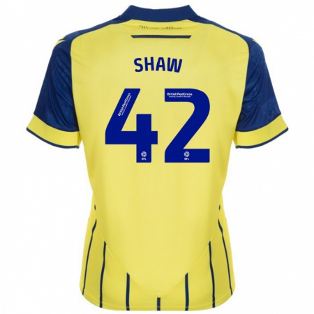 Kandiny Niño Camiseta Josh Shaw #42 Amarillo Azul 2ª Equipación 2024/25 La Camisa Chile