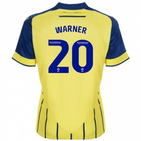 Kandiny Niño Camiseta Phoebe Warner #20 Amarillo Azul 2ª Equipación 2024/25 La Camisa Chile