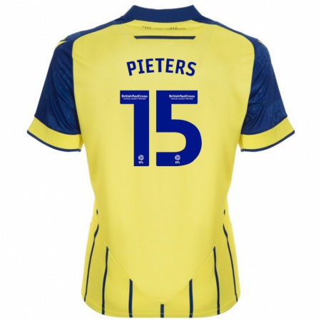 Kandiny Niño Camiseta Erik Pieters #15 Amarillo Azul 2ª Equipación 2024/25 La Camisa Chile