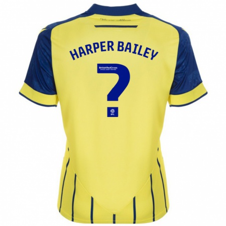 Kandiny Niño Camiseta Aaron Harper-Bailey #0 Amarillo Azul 2ª Equipación 2024/25 La Camisa Chile