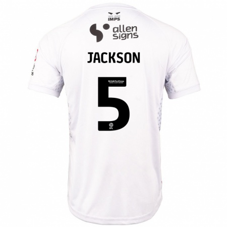 Kandiny Niño Camiseta Adam Jackson #5 Rojo Blanco 2ª Equipación 2024/25 La Camisa Chile