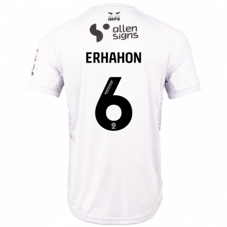 Kandiny Niño Camiseta Ethan Erhahon #6 Rojo Blanco 2ª Equipación 2024/25 La Camisa Chile