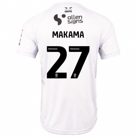 Kandiny Niño Camiseta Jovon Makama #27 Rojo Blanco 2ª Equipación 2024/25 La Camisa Chile