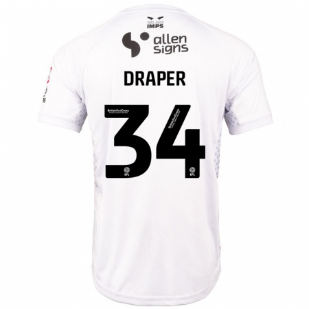 Kandiny Niño Camiseta Freddie Draper #34 Rojo Blanco 2ª Equipación 2024/25 La Camisa Chile