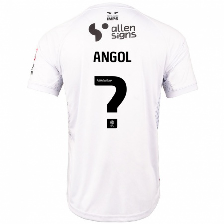 Kandiny Niño Camiseta Mekhi Angol #0 Rojo Blanco 2ª Equipación 2024/25 La Camisa Chile