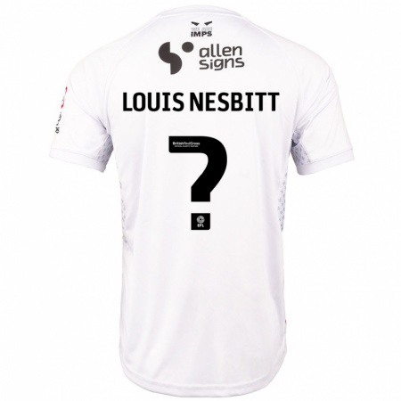 Kandiny Niño Camiseta Louis Nesbitt #0 Rojo Blanco 2ª Equipación 2024/25 La Camisa Chile