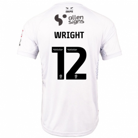 Kandiny Niño Camiseta Jordan Wright #12 Rojo Blanco 2ª Equipación 2024/25 La Camisa Chile