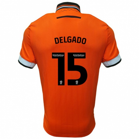 Kandiny Niño Camiseta Juan Delgado #15 Naranja Blanco 2ª Equipación 2024/25 La Camisa Chile