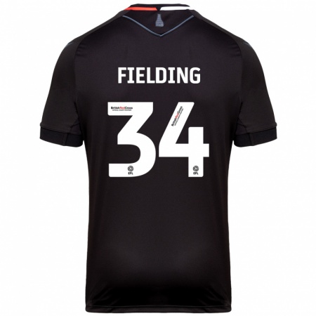 Kandiny Niño Camiseta Frank Fielding #34 Negro 2ª Equipación 2024/25 La Camisa Chile