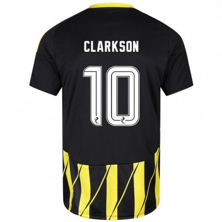 Kandiny Niño Camiseta Leighton Clarkson #10 Negro Amarillo 2ª Equipación 2024/25 La Camisa Chile