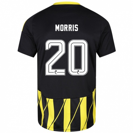 Kandiny Niño Camiseta Shayden Morris #20 Negro Amarillo 2ª Equipación 2024/25 La Camisa Chile