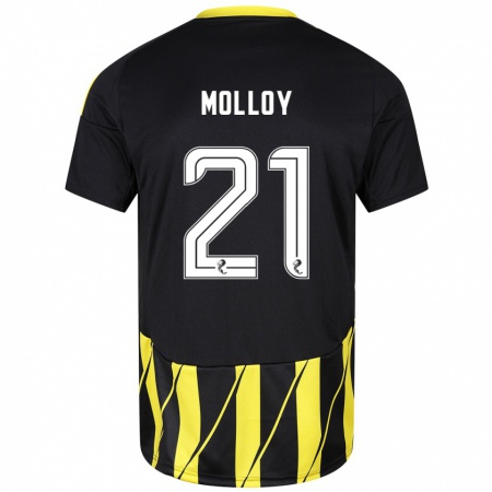 Kandiny Niño Camiseta Gavin Molloy #21 Negro Amarillo 2ª Equipación 2024/25 La Camisa Chile