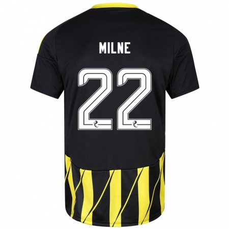 Kandiny Niño Camiseta Jack Milne #22 Negro Amarillo 2ª Equipación 2024/25 La Camisa Chile