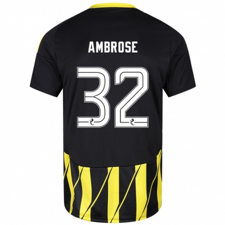 Kandiny Niño Camiseta Peter Ambrose #32 Negro Amarillo 2ª Equipación 2024/25 La Camisa Chile