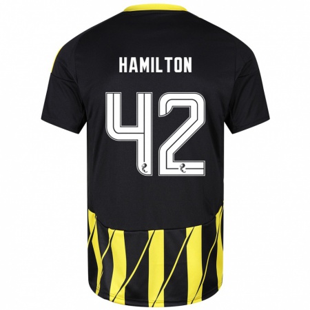 Kandiny Niño Camiseta Brendan Hamilton #42 Negro Amarillo 2ª Equipación 2024/25 La Camisa Chile