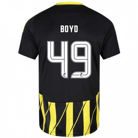 Kandiny Niño Camiseta Fletcher Boyd #49 Negro Amarillo 2ª Equipación 2024/25 La Camisa Chile