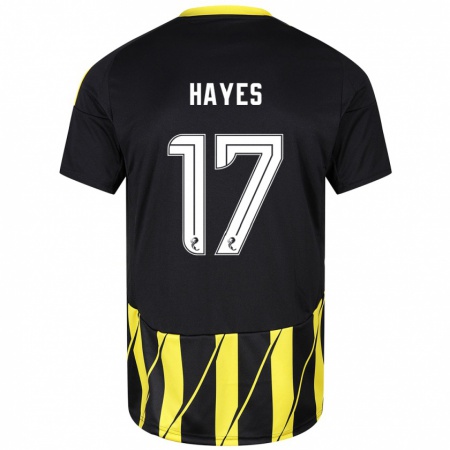 Kandiny Niño Camiseta Jonny Hayes #17 Negro Amarillo 2ª Equipación 2024/25 La Camisa Chile