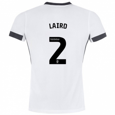 Kandiny Niño Camiseta Ethan Laird #2 Blanco Negro 2ª Equipación 2024/25 La Camisa Chile