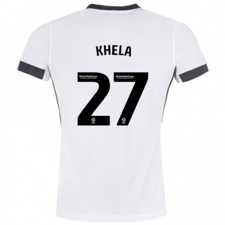 Kandiny Niño Camiseta Brandon Khela #27 Blanco Negro 2ª Equipación 2024/25 La Camisa Chile